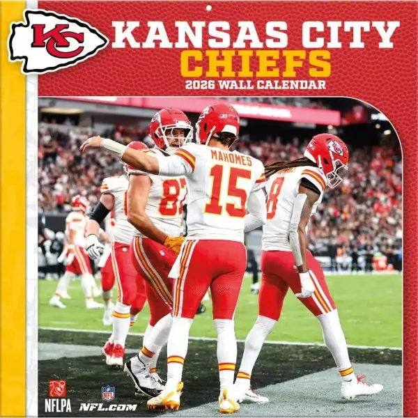 Calendario da parete 2026 Kansas City Chiefs 12" x 12" fronte