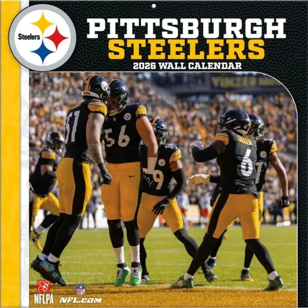 Calendario murale Pittsburgh Steelers 2026, 12" x 12", fronte