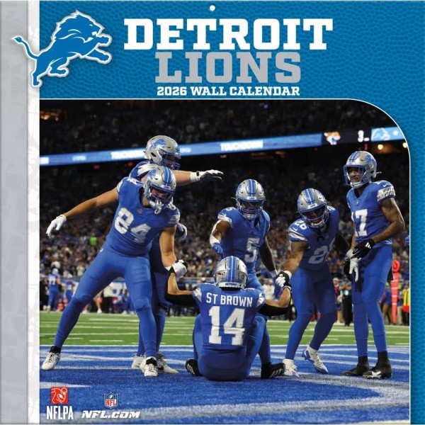 Calendrier mural 2026 Detroit Lions 12" x 12" Front