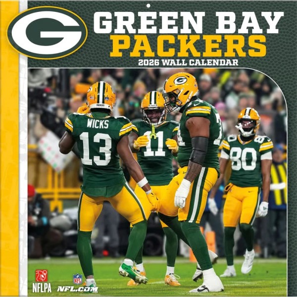 Green Bay Packers 12" x 12" 2026 vægkalender forside