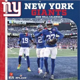 New York Giants 12" x 12" 2026 Wall Calendar Front