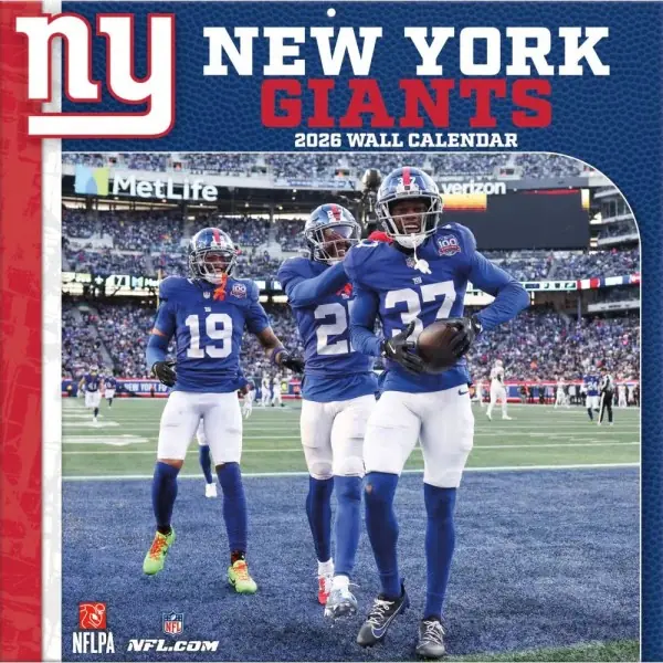 Calendario da parete 2026 dei New York Giants 12" x 12" fronte