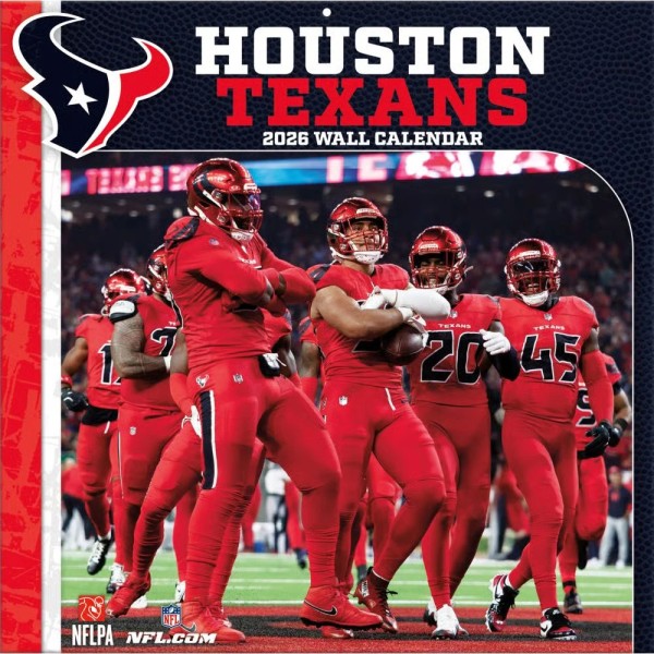 Houston Texans 12" x 12" 2026 vægkalender forside