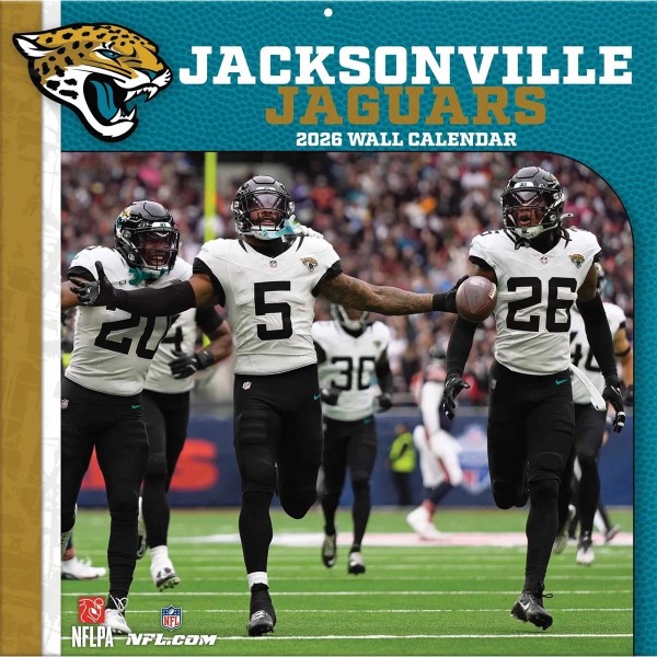 Calendrier mural 2026 des Jaguars de Jacksonville 12" x 12" recto