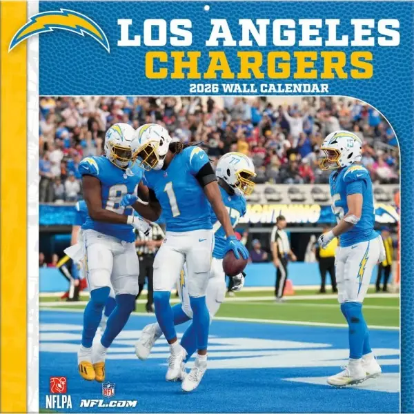 Los Angeles Chargers 12" x 12" 2026 Calendario de Pared Delantero