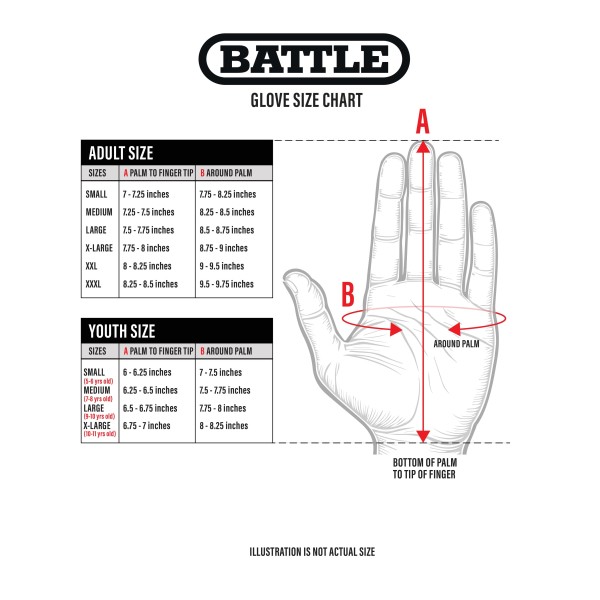 Battle Doom Speed Receiver Gloves Size Guide