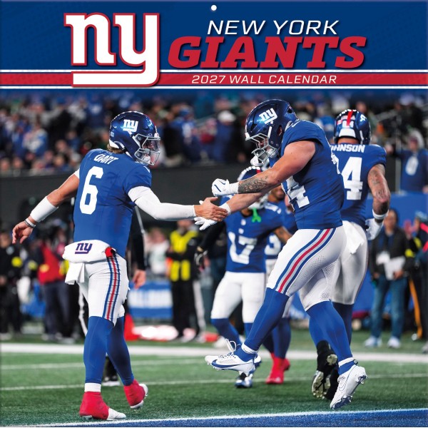 Calendrier mural 2027 des Giants de New York, 12" x 12"