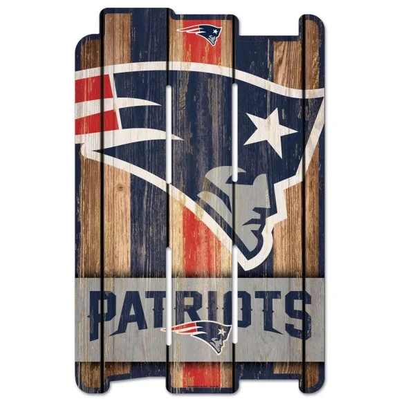 Cartel de madera de los New England Patriots