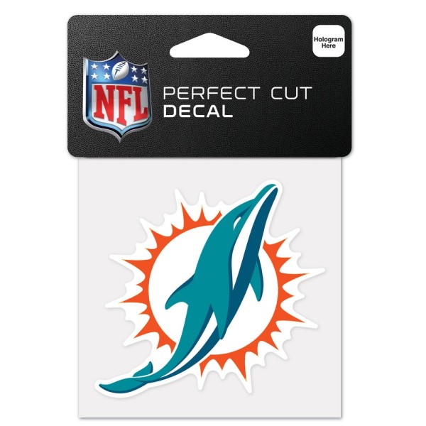 Calcomanía con el logotipo de los Miami Dolphins de 4" x 4".