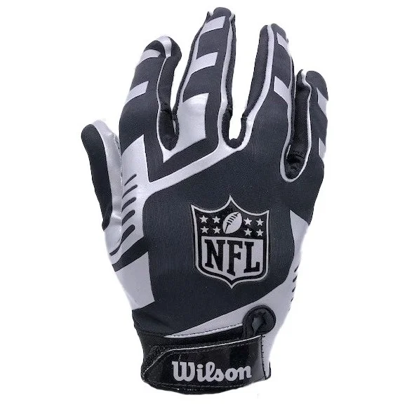 Wilson NFL Stretch Fit Receiver Gloves Silver Back (gants de receveur extensibles)