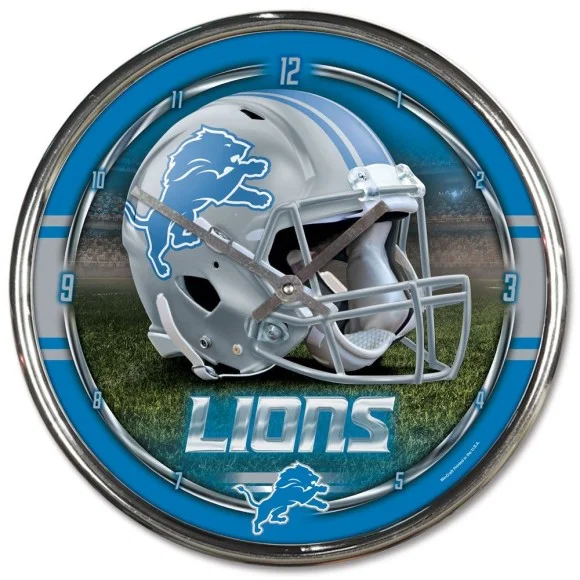 Horloge chromée Detroit Lions