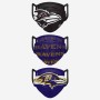 Mascarillas del equipo Baltimore Ravens paquete de 3
