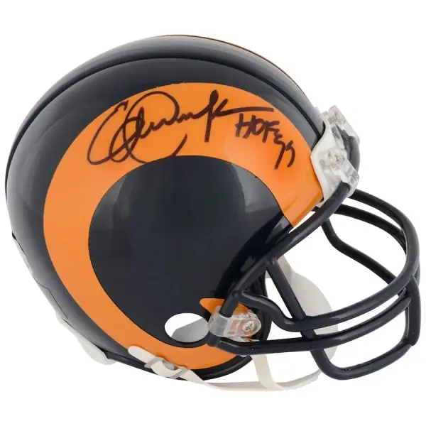 Eric Dickerson Los Angeles Rams Retro Autograferad Riddell Minihjälm med 'HOF 99' Inscription