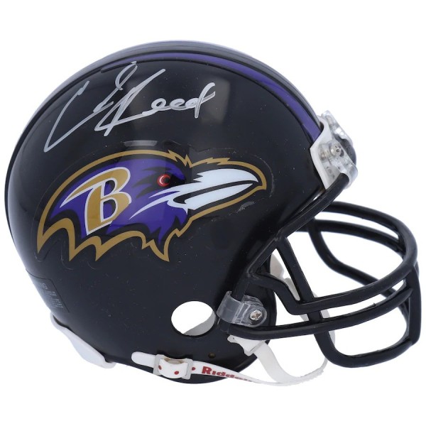 Ed Reed Baltimore Ravens Autograferad Riddell Super Bowl XLVII Kombo Logotyp Minihjälm
