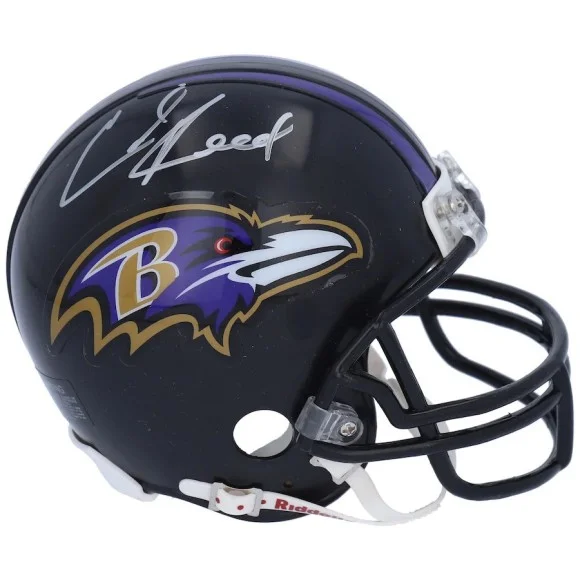 Ed Reed Baltimore Ravens Autogramm Riddell Super Bowl XLVII Combo Logo Mini-Helm