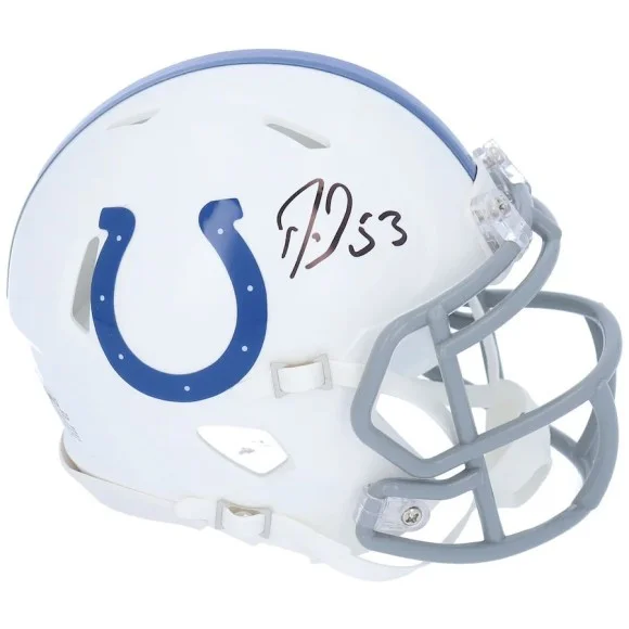 Mini casco Riddell Speed autografiado por Darius Leonard Indianapolis Colts