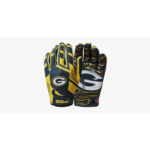 Wilson NFL Guanti da Ricevitore Youth Stretch Fit - Green Bay Packers