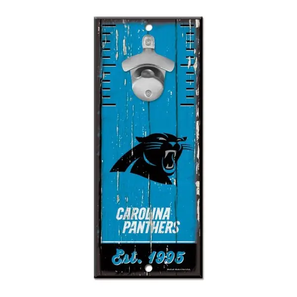 Carolina Panthers Bottle Opener Sign 5" x 11"