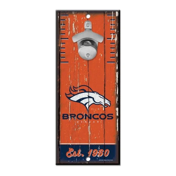 Denver Broncos Bottle Opener Sign 5" x 7"