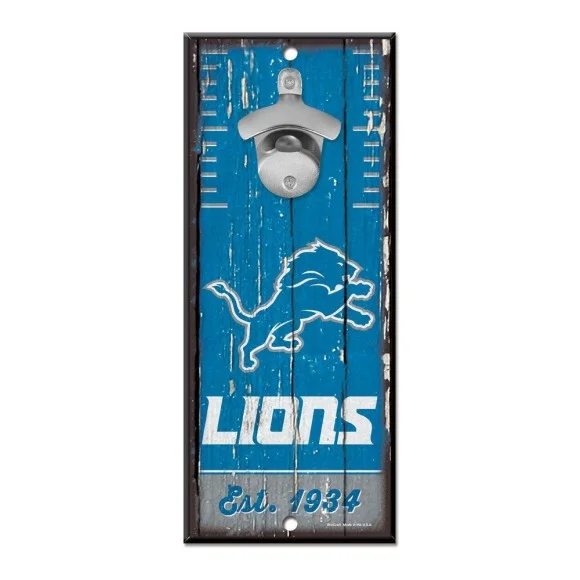 Detroit Lions Bottle Opener Sign 5" x 11"