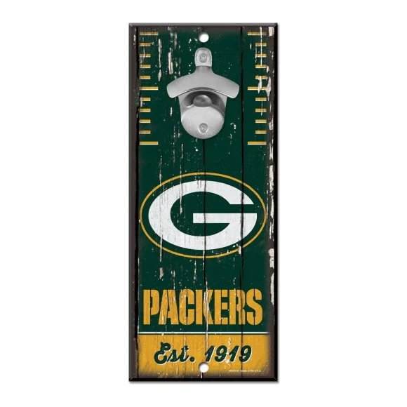Green Bay Packers Bottle Opener Sign 5" x 11"