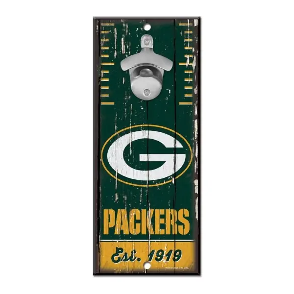 Green Bay Packers Bottle Opener Sign 5" x 11"