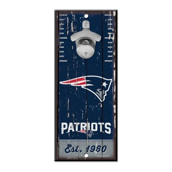New England Patriots Bottle Opener Sign 5" x 11"