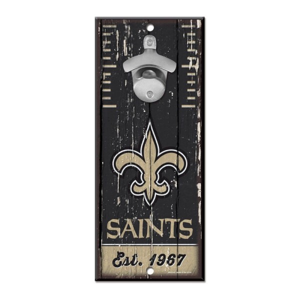 Letrero Abrelatas de Botellas de New Orleans Saints 5" x 11"