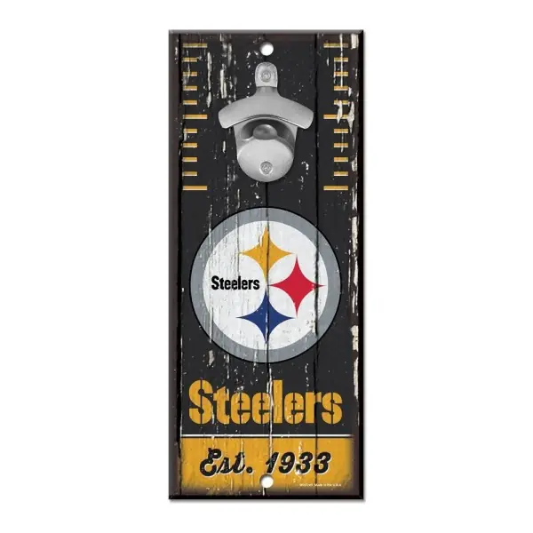 Pittsburgh Steelers Bottle Opener Sign 5" x 11"