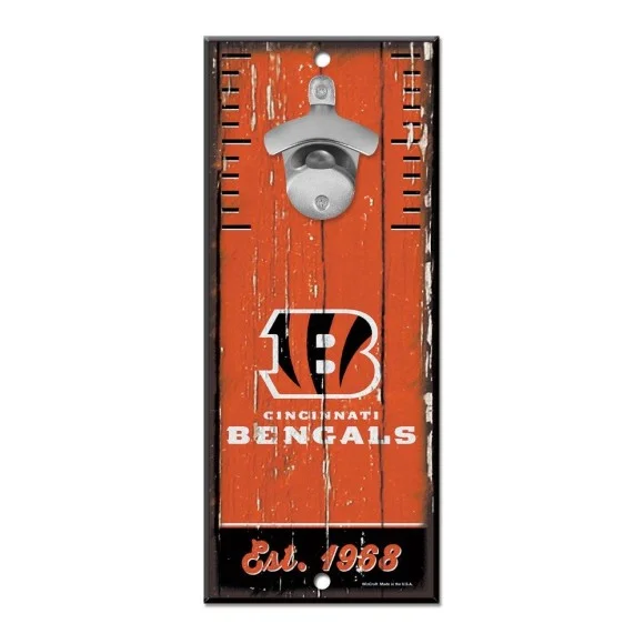 Cincinnati Bengals Bottle Opener Sign 5" x 11"