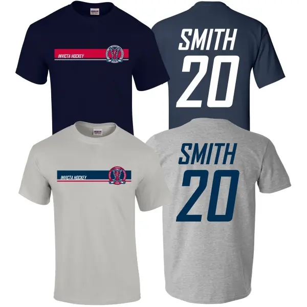 Invicta Junior Ice Hockey Club - Strip Design Club Badge T Shirt