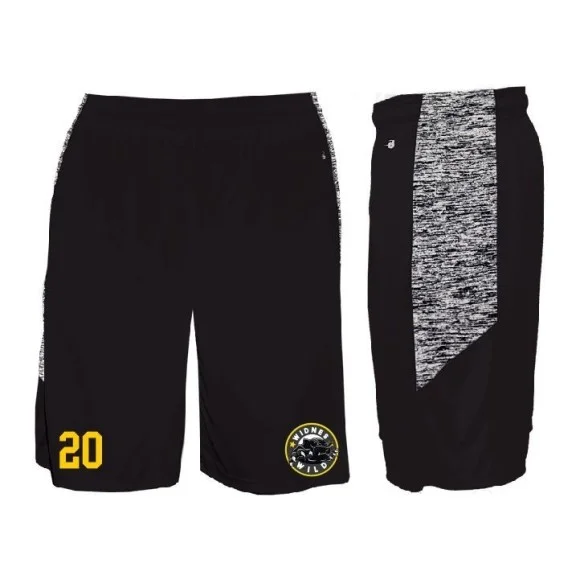 Widnes Wild - Embroidered Sport Blend Panel Pocketed Shorts