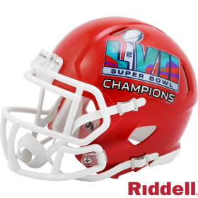 Jefes de Kansas City Campeones del Super Bowl 57 Mini casco Lado Izquierdo