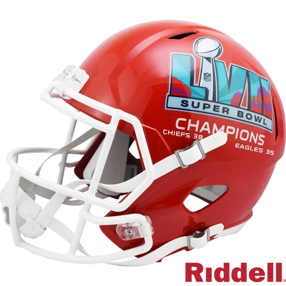 Réplica del casco de los campeones de la Super Bowl 57, Kansas City Chiefs, lado izquierdo