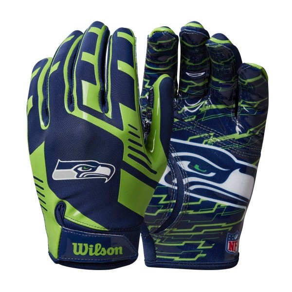 Gants de receveur Wilson NFL Stretch Fit pour jeunes Seattle Seahawks