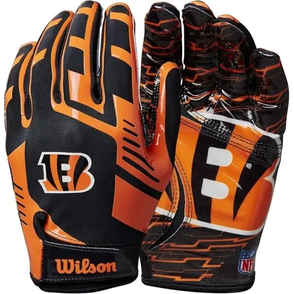Guantes de receptor adulto ajustados Wilson NFL de los Cincinnati Bengals