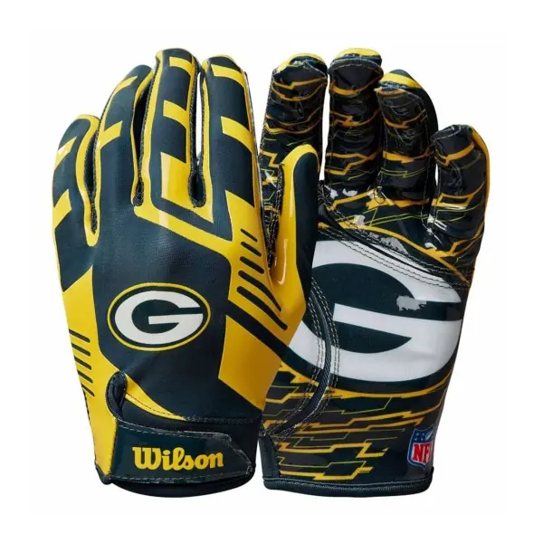 Green Bay Packers Wilson NFL Stretch Fit Adult Receiver Gloves